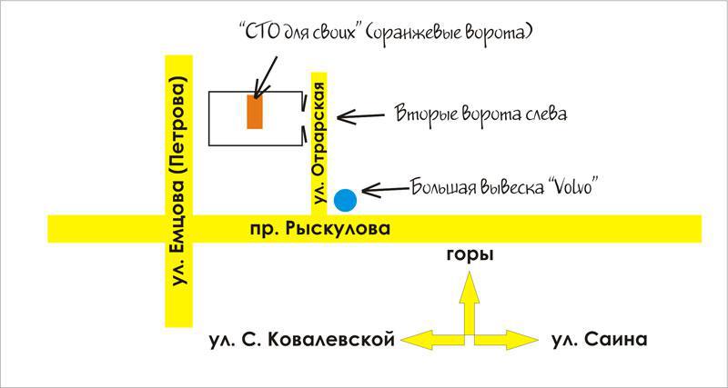 карта проезда к СТО