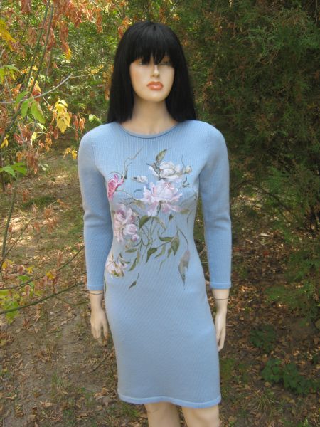 Авторское полушерстяное трикотажное платье "Голубая мечта"для Виолетты