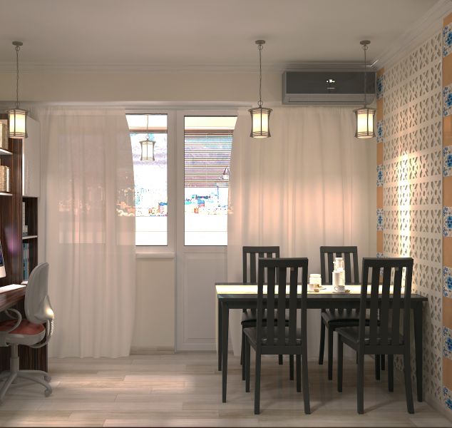 Прихожая гостиная кухня столовая кабинет балкон0053