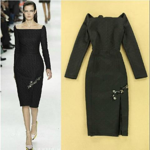 HIGH-QUALITY-2014-Autumn-Winter-Designer-Runway-Fashion-Women-s-Square-Collar-Lacing-Back-Slim-Placketing.jpg