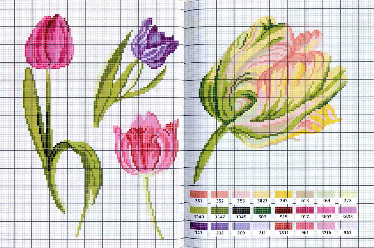 Схемы для вышивания тюльпан