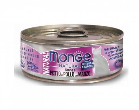 Monge Cat Natural консервы для кошек тунец с курицей и говядиной 80 г.jpg
