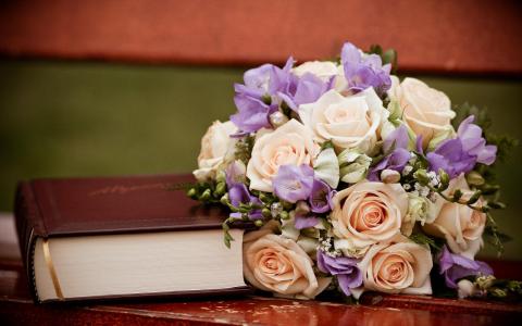 A-Bouquet-of-Flower-Next-to-a-Thick-Book-Book-is-Thus-Smelling-Good-Do-Open-and-Read-It-More-HD-Creative-Wallpaper.jpg