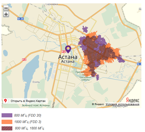 Kcell карта покрытия