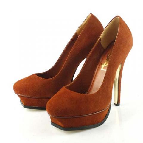 Yves Saint Laurent Brown Suede Pumps 371.jpg