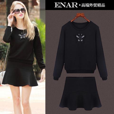 2014-set-dress-fashion-beading-long-sleeve-top-short-skirt-casual-set-female.jpg